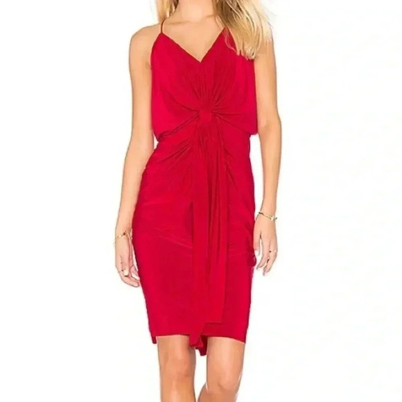 Misa Los Angeles Dresses & Skirts - MISA Red Draped Mini Dress Size XS